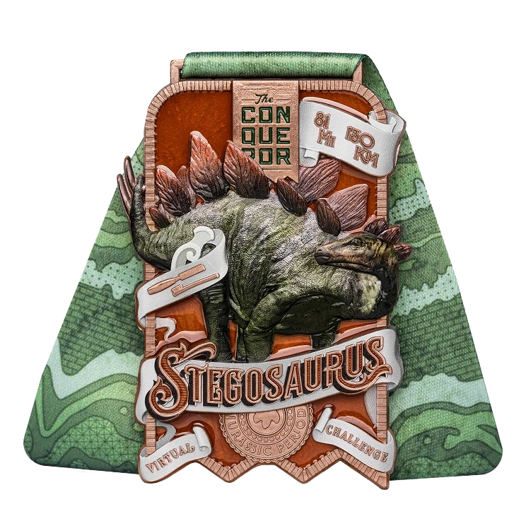 Stegosaurus Challenge finisher medal, front