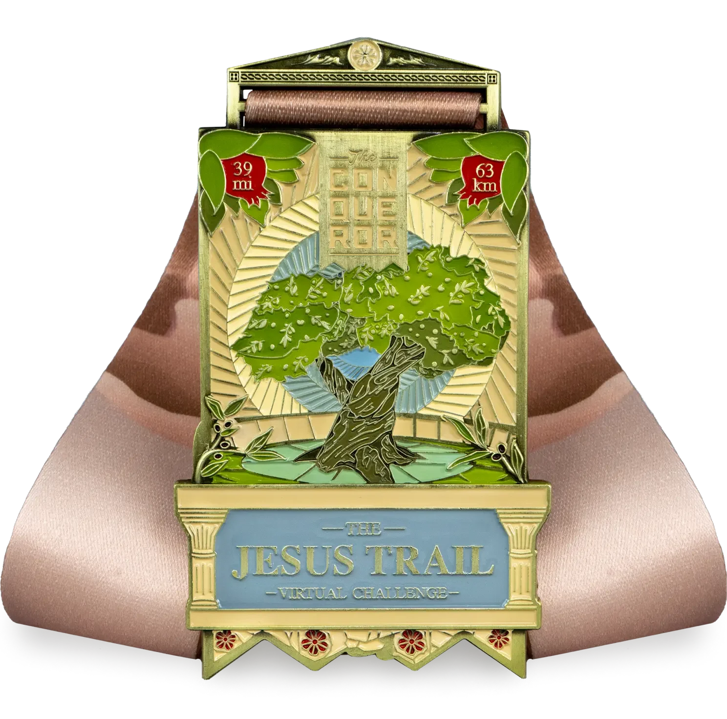 Jesus Trail finisher medal, front