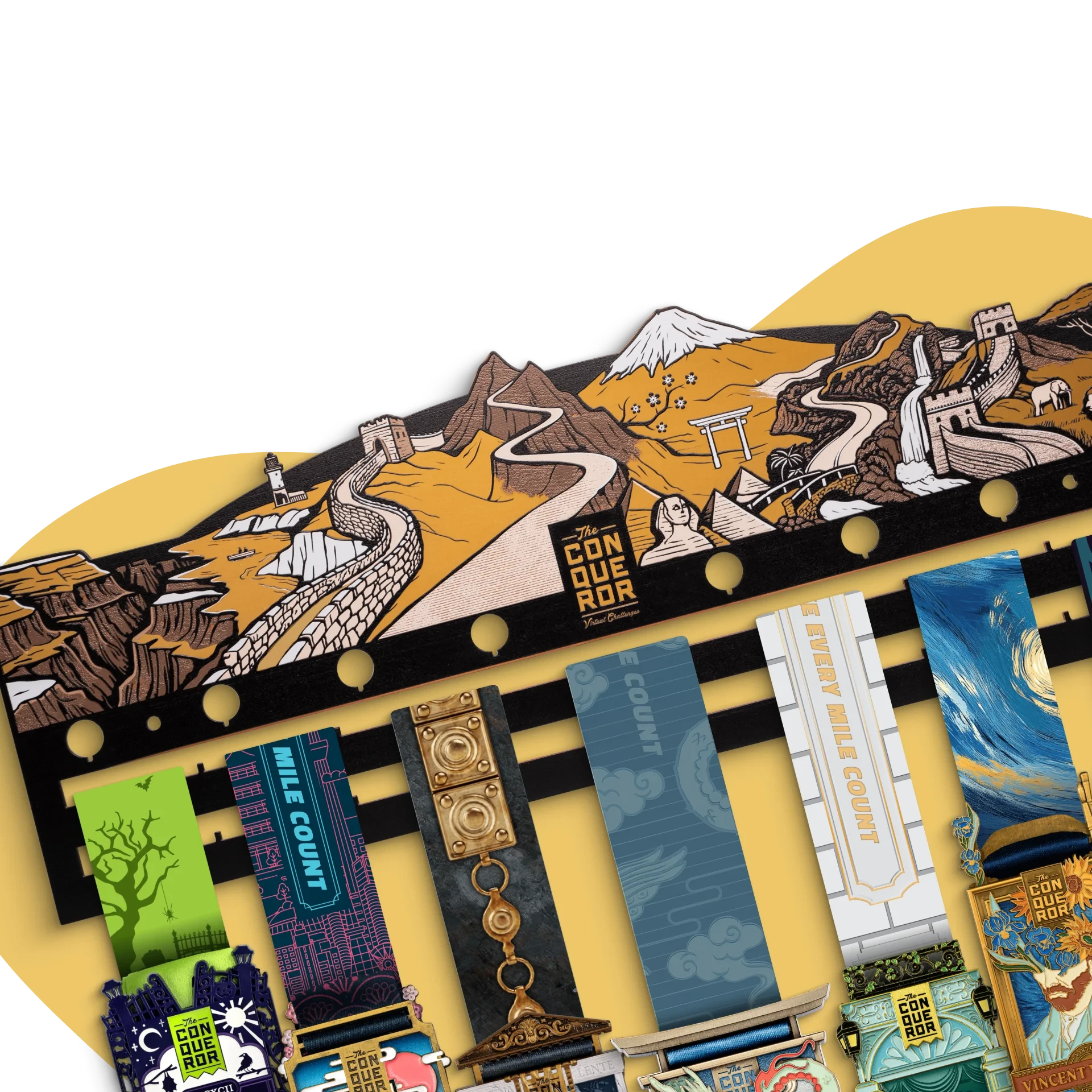 Anniversary medal hanger with challenge medals