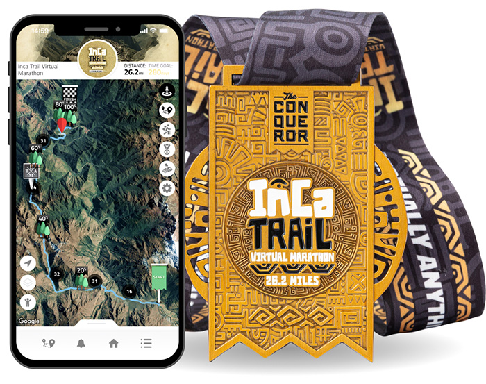 walking running Inca trail Marathon medal challenge 