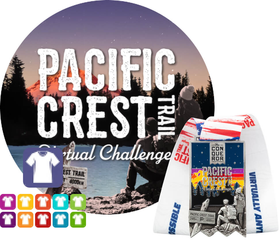 Pacific Crest Trail Virtual Challenge | Anmeldung + Medaille + Sportbekleidung