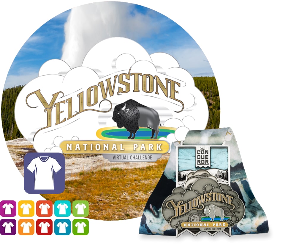 Yellowstone Park Virtual Challenge | Teilnahme + Medaille + Kleidung