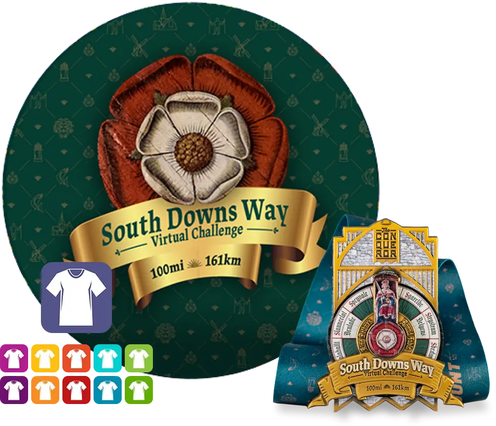 South Downs Way Virtual Challenge | Teilnahme + Medaille + Kleidung