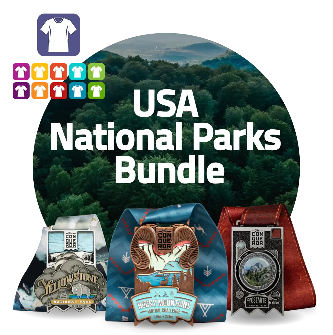 USA National Parks Bundle - Yellowstone, Yosemite, Rocky Mountains | 3x Eintritt + 3x Medaille + 1x Bekleidung