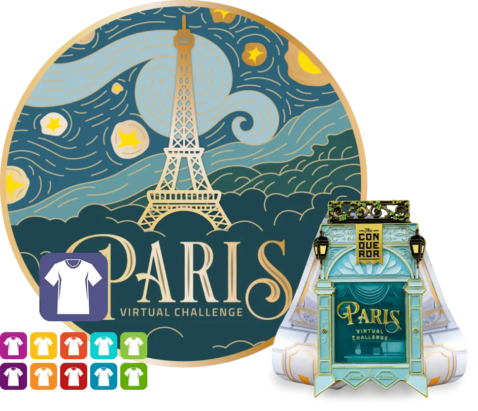Paris Virtual Challenge | Teilnahme + Medaille + Kleidung