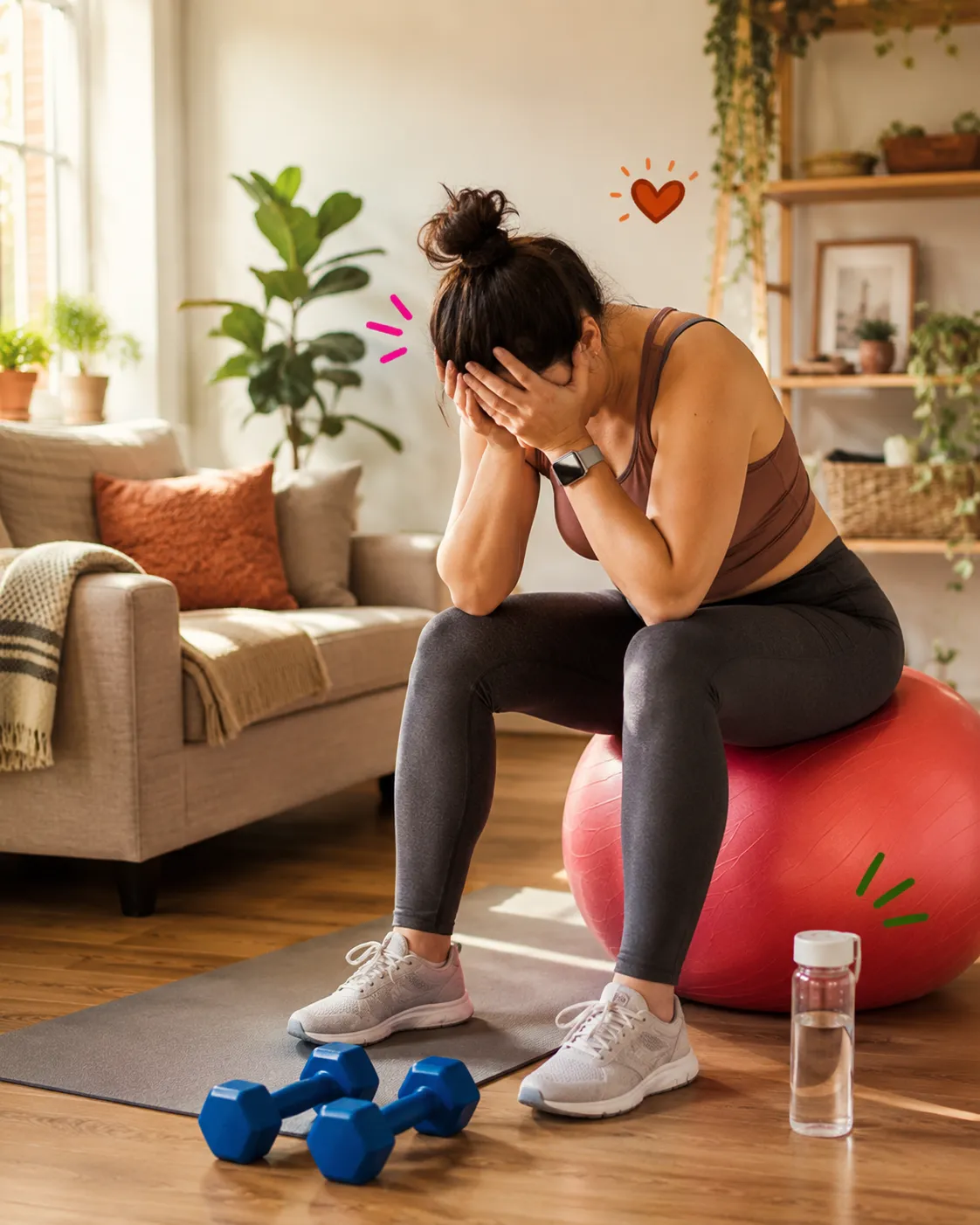 A person resting on an exercise ball